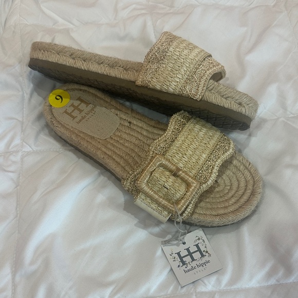 NEW Haute Hippie Tan Woven Espadrille Slides size 9 - Picture 4 of 7